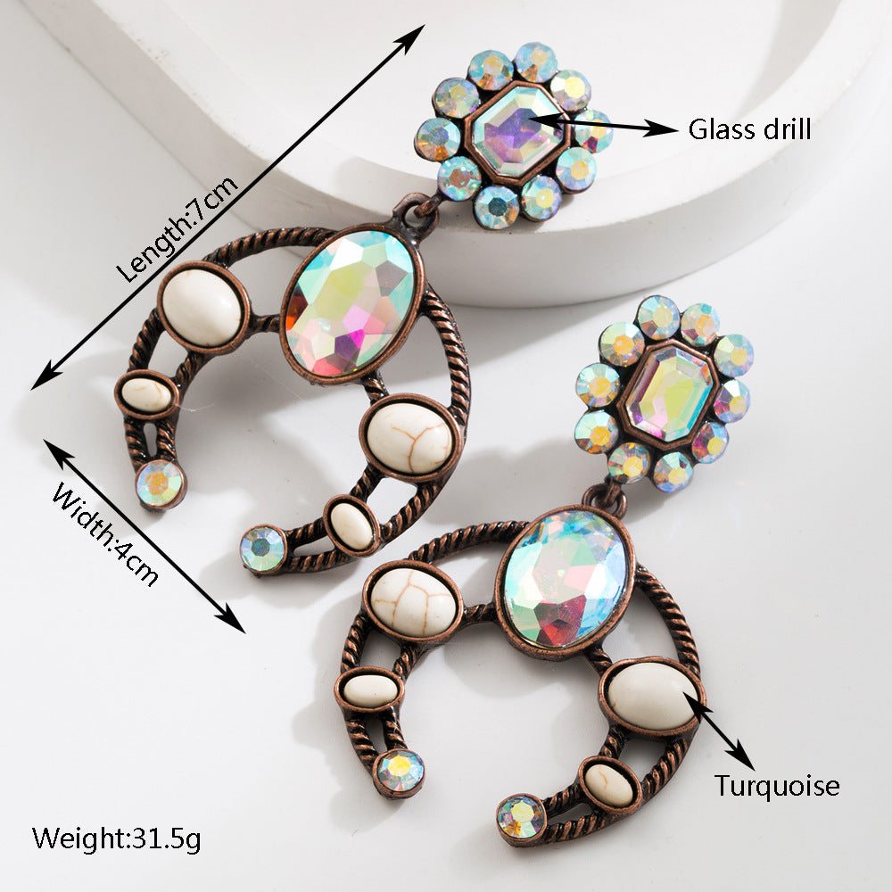 Wholesale Ethnic style teardrop-shaped turquoise earrings bohemian style earrings